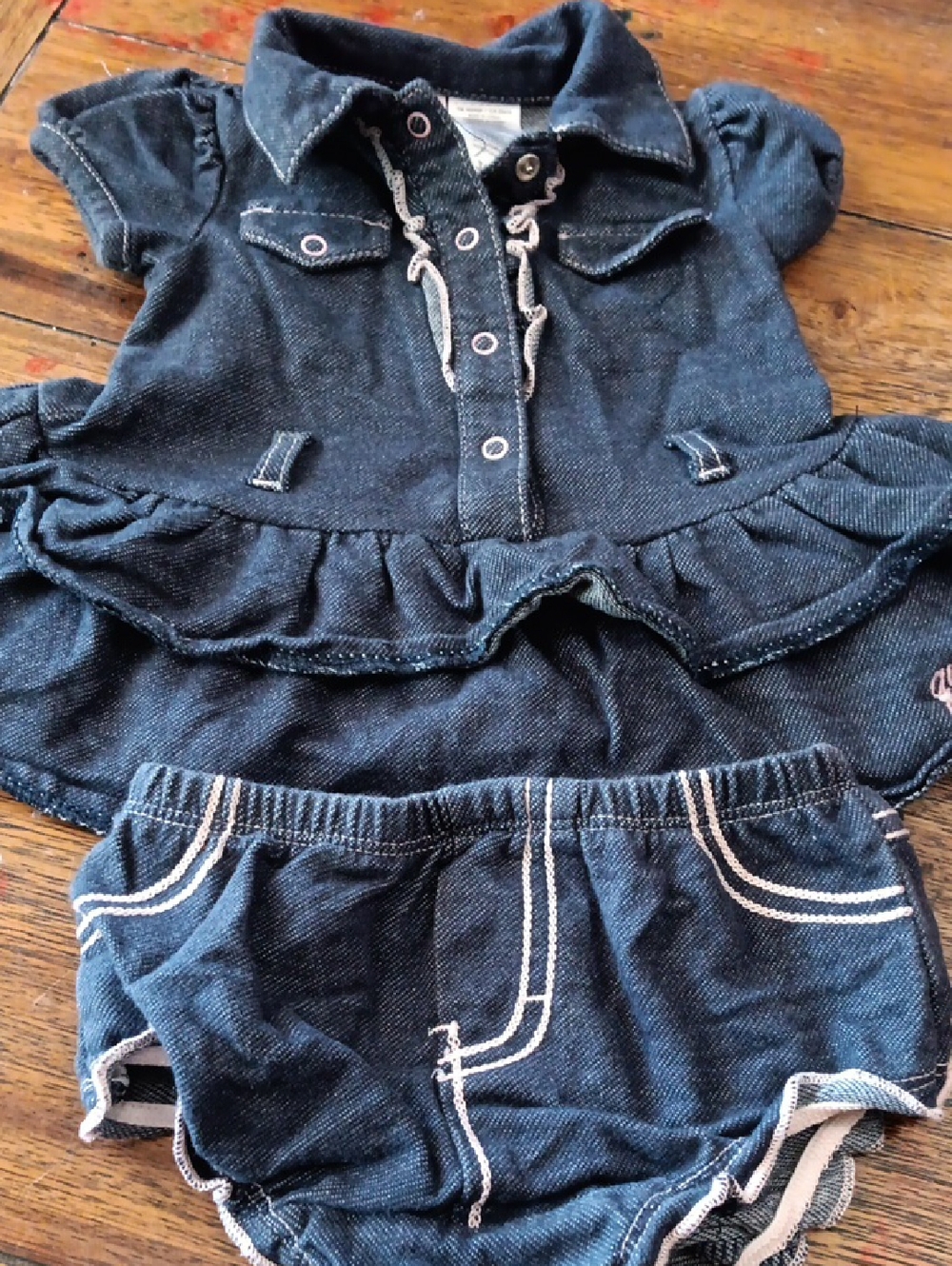 Guess Dark Denim Two-Piece Baby Dress Set